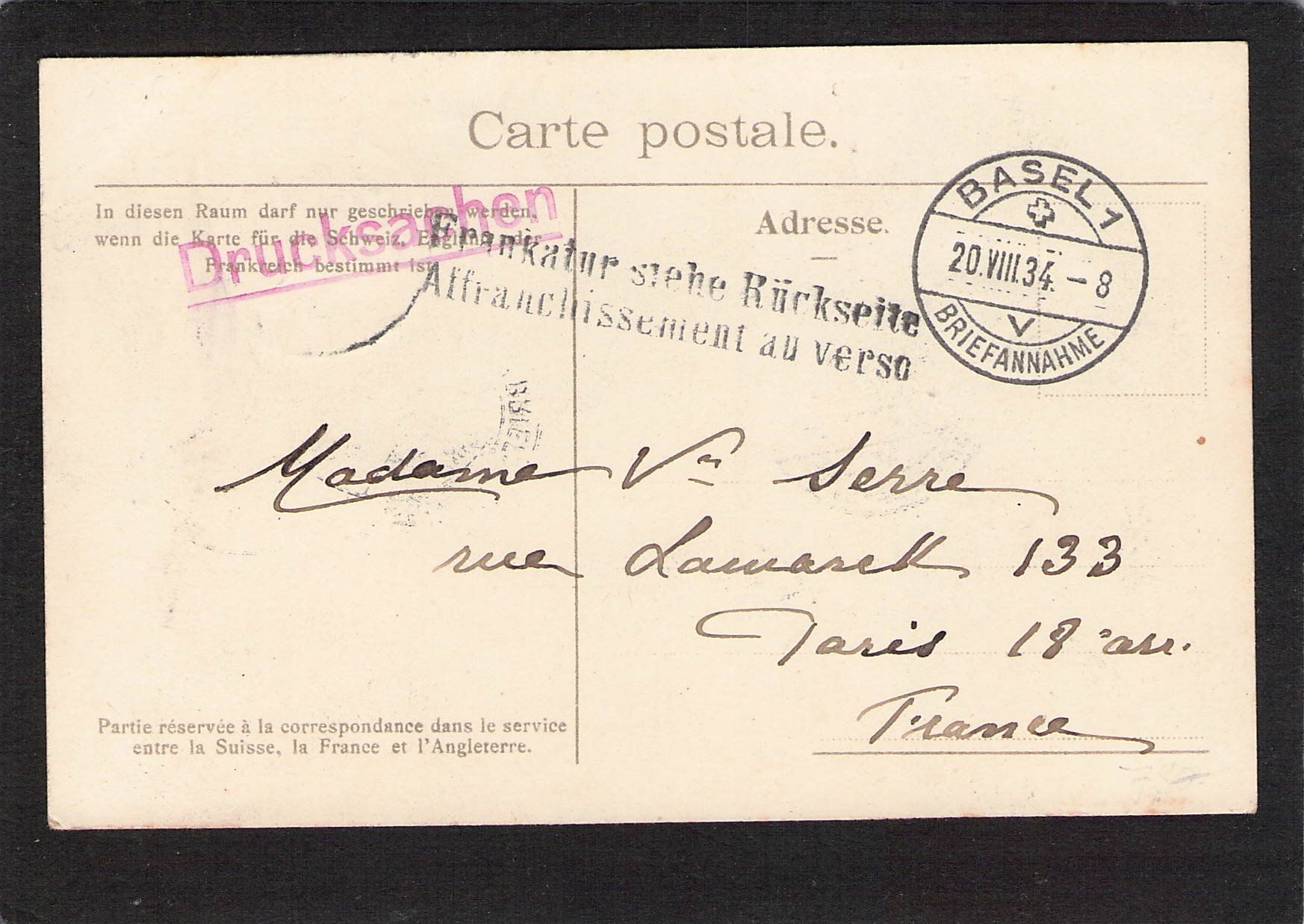 Ansichtskarten: .Basel , Spalenthor , Tram , gel. 1934 – Gebraucht aus Reichenburg von Pipo-67 1
