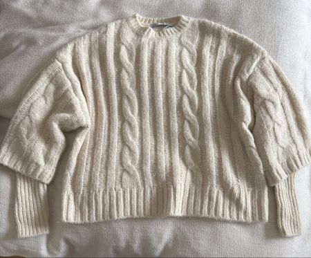 Pull-over Zara en maille torsadée crème taille S