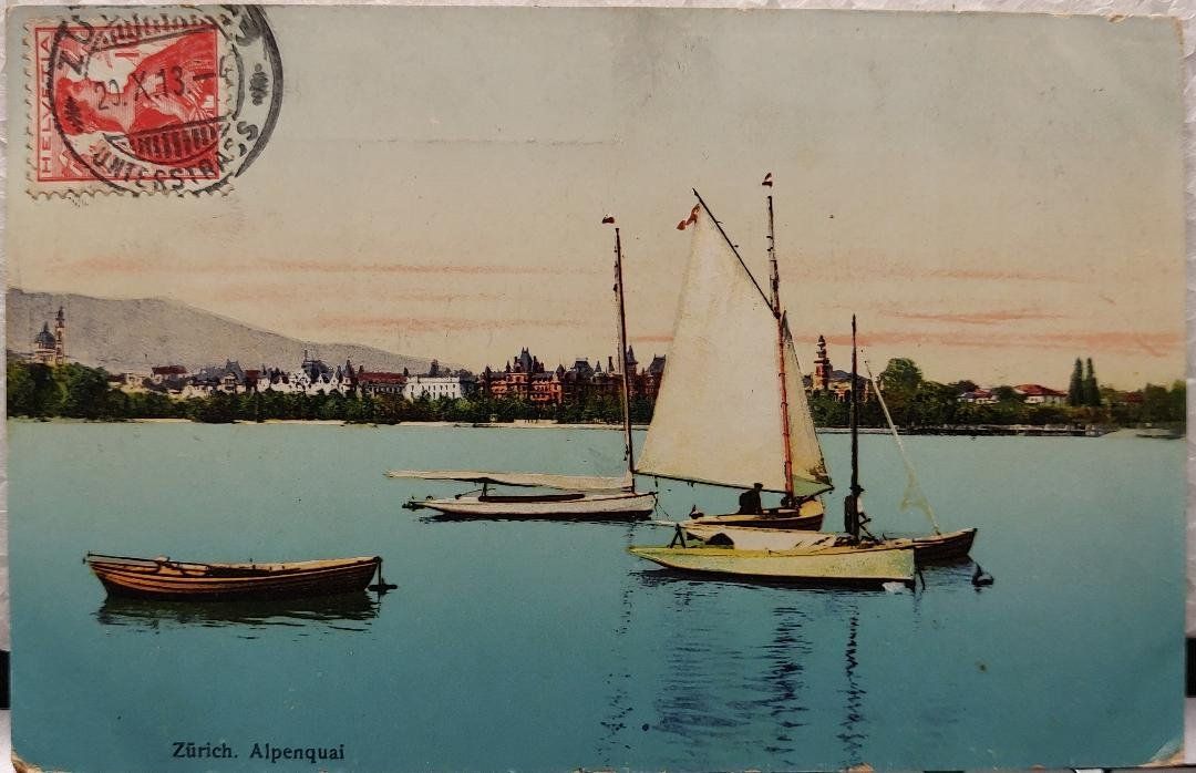Cartoline postali: ZÜRICH - Alpenquai - 1913 – Usato da Delémont venduto da Domdom1