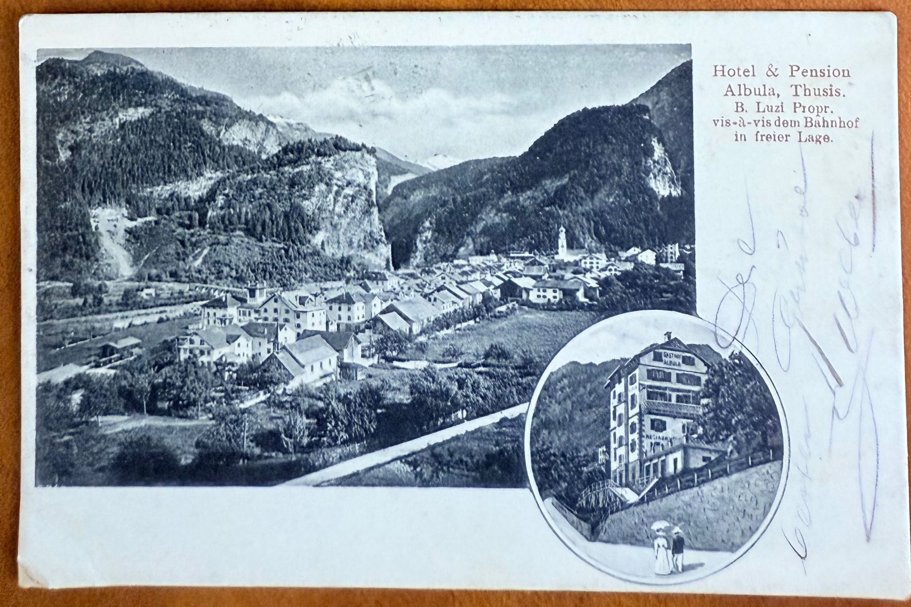 Cartoline postali: Thusis - Litho: Hotel Albula 1909 – Usato da Lutry venduto da Ediego