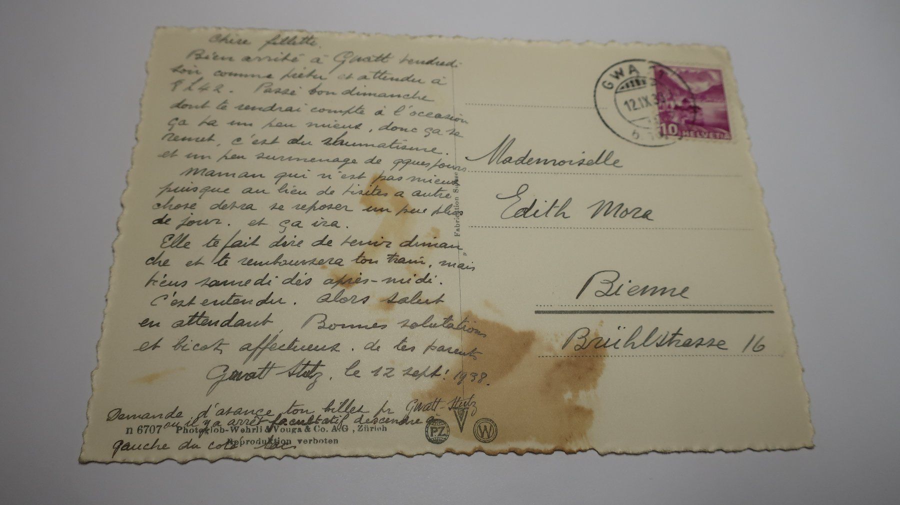 Cartoline postali: Thun Hauptgasse. Thoune  1938 – Difettoso da Cormoret venduto da Pascalll2001 5