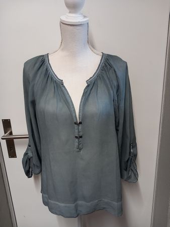 Wunderschöne NILE Seidenbluse Gr.S, Rauchblau
