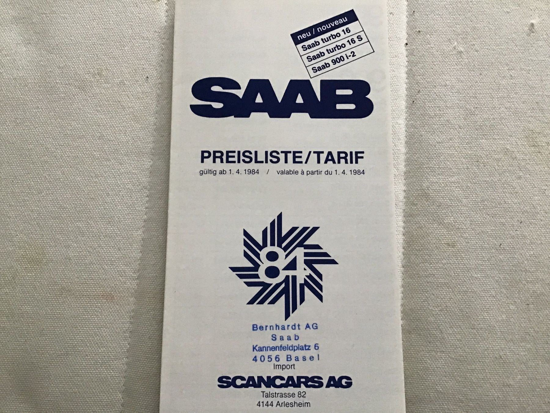Saab Documenti: Saab Preisliste April 1984 – Usato da Scherzingen venduto da Starseller62