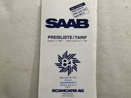 Saab Preisliste April 1984