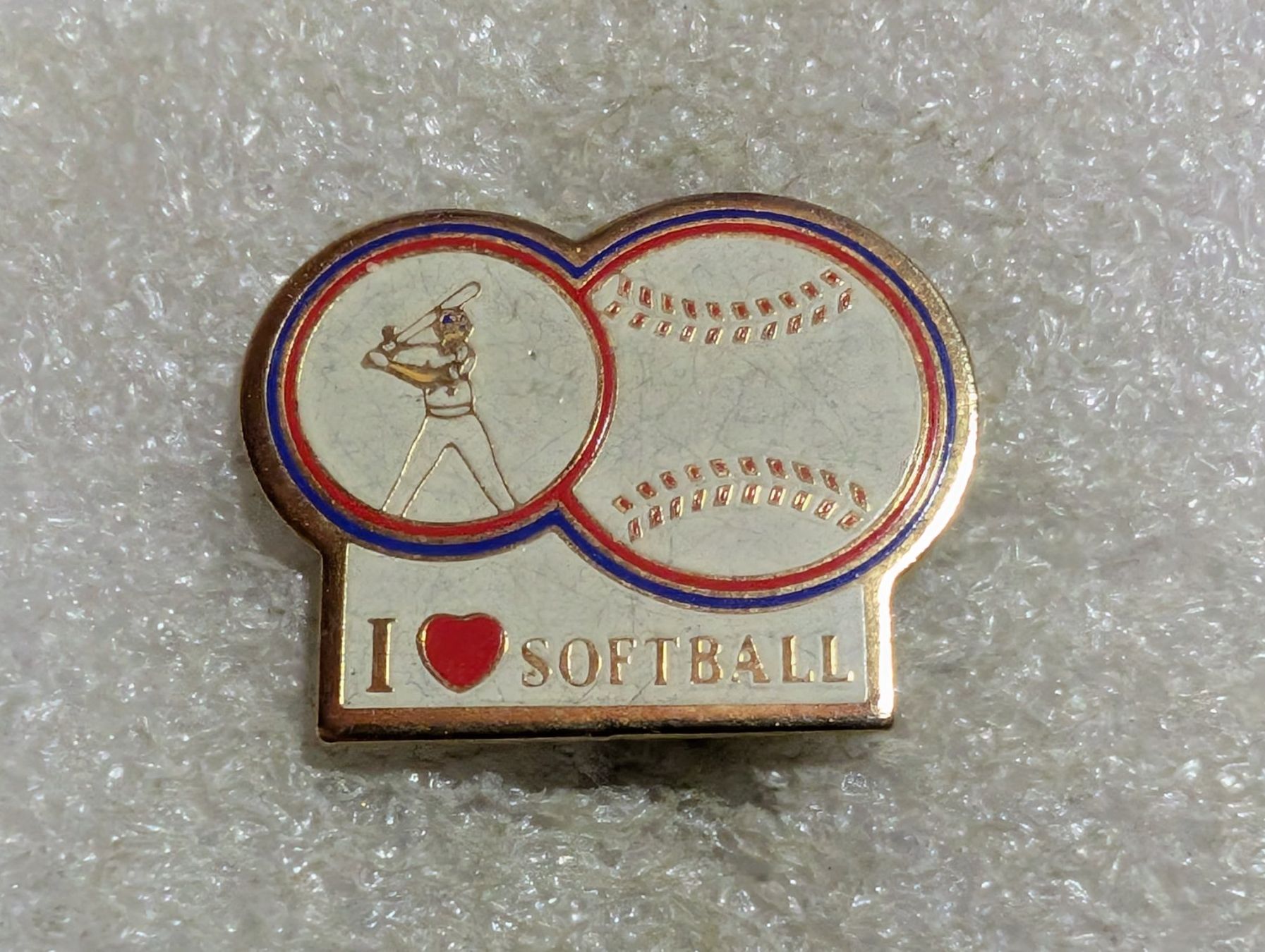 Placchette & Badge: Ansteckpin 213: I Love Softball – Usato da Oppligen venduto da Pin-Fall-Shop
