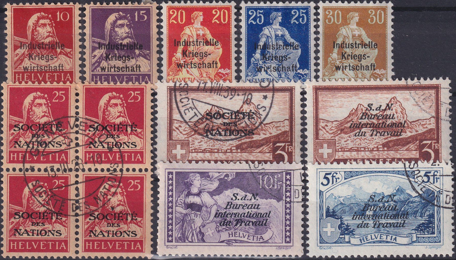 Tutti i francobolli: 1918-1965, Starke Sammlung Dienstmarken, Kat: 5000.-+ – Usato da Sursee venduto da Luzernerraute