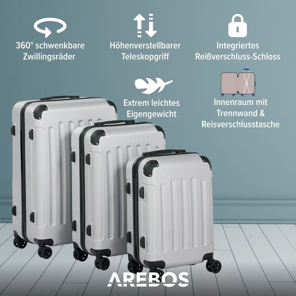 Valigie: 4 teiliges Reisekoffer Set Silber - Neu – Nuovo (secondo la descrizione) da Nebikon venduto da warendiscount 5