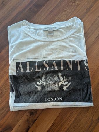T-Shirt AllSaints weiss mit Print Grösse L Zustand gut