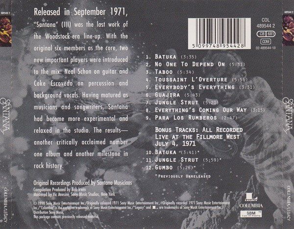 CD: Santana: Santana III - CD Bonustracks – Nuovo e nell'imballaggio originale da Steinhausen venduto da Vilivinili 1