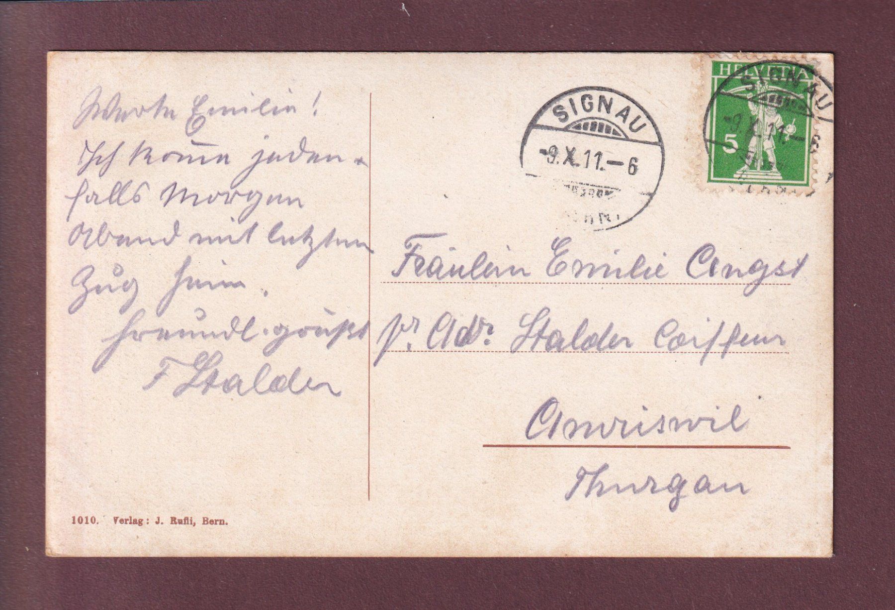 Cartoline postali: LÜTZELFLÜH - Gotthelf Denkmal - 1911 – Usato da Pully venduto da nicecards 1