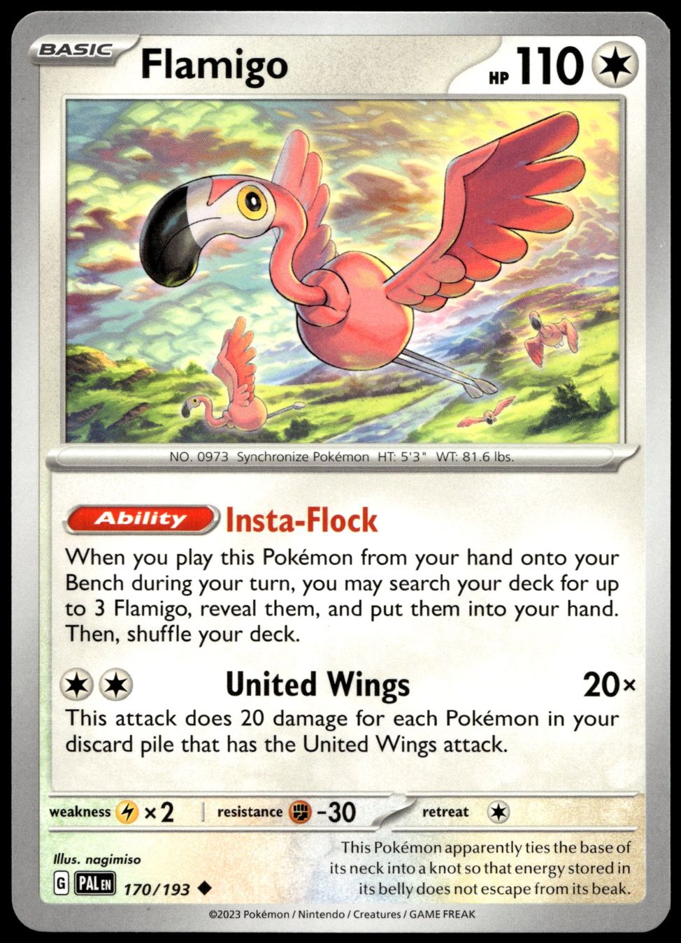 Pokémon Sammelbilder & Trading cards: Pokémon Flamigo 170/193   SV02 Paldea Evolved – Gebraucht aus Le Mouret von PokemonCards_CH