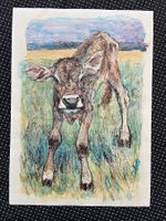 Lithografie / Kälbchen von Fritz Hug 1978       (ID B5756)