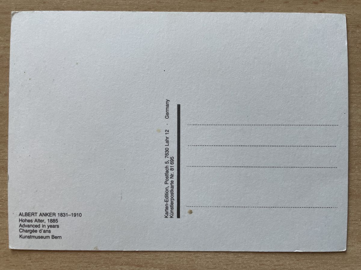 Cartoline postali: Anker Albert, "Hohes Alter", Kunstkarte – Usato da Neuhausen am Rheinfall venduto da Arielle55 1