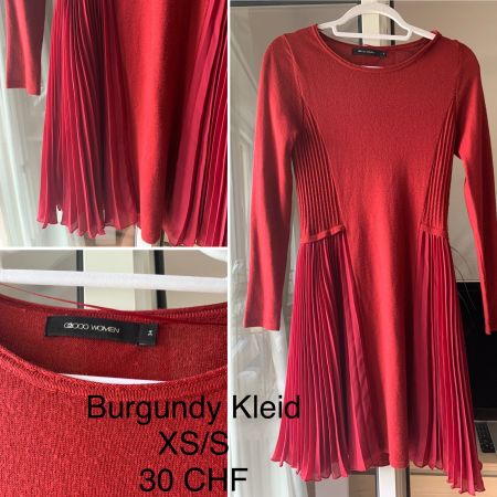 Burgundy wool knitted dress XS/S