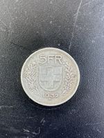 5 Franken 1932 Silbermuenze Conf. Helvetica guter Zustand
