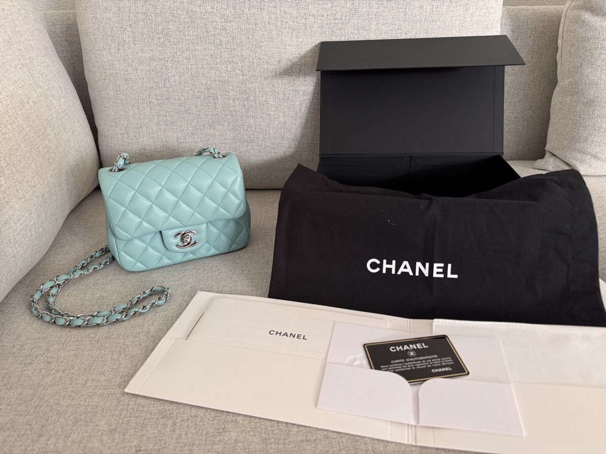 Chanel Borse da donna: Chanel Mini Flap Bag - Tiffany Blue – Usato da Therwil venduto da as_good_as_new
