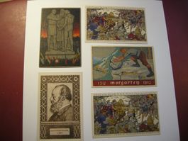 5 POSTKARTEN, BUNDESFEIER 1915, URNERTAG, MORGARTEN, ect.