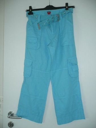 NEUE Hose Cargo Style Farbe Türkis ESPRIT Leinen/Baumwolle