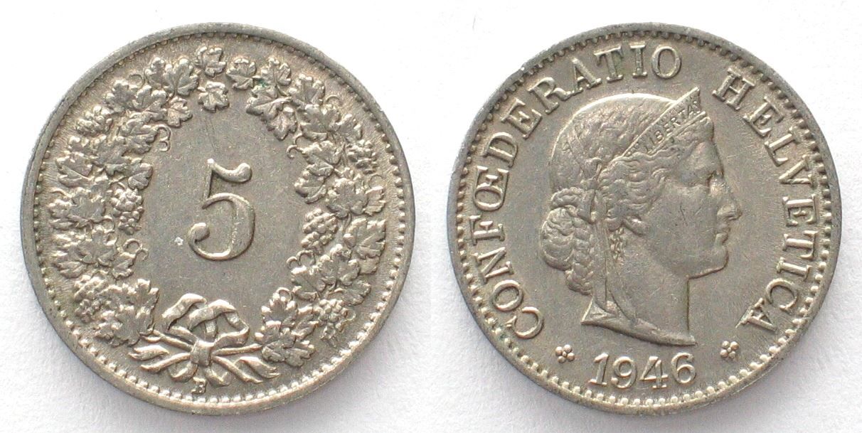 Tutti le monete: CH 5 Rappen 1946 unz! – Usato da Riehen venduto da sesambestcoins2004