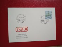 Sonderstempel auf Brief 100 Jahre Rothorn Bahn Brienz 1992