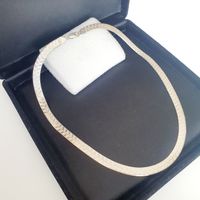 Halskette 925 Silber flach Herringbone Muster