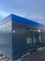 Bürocontainer anthrazit blau mit Glasfront / Top Zustand