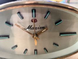 Maxim Tischuhr mit Wecker, 0riginal 60er, funktioniert