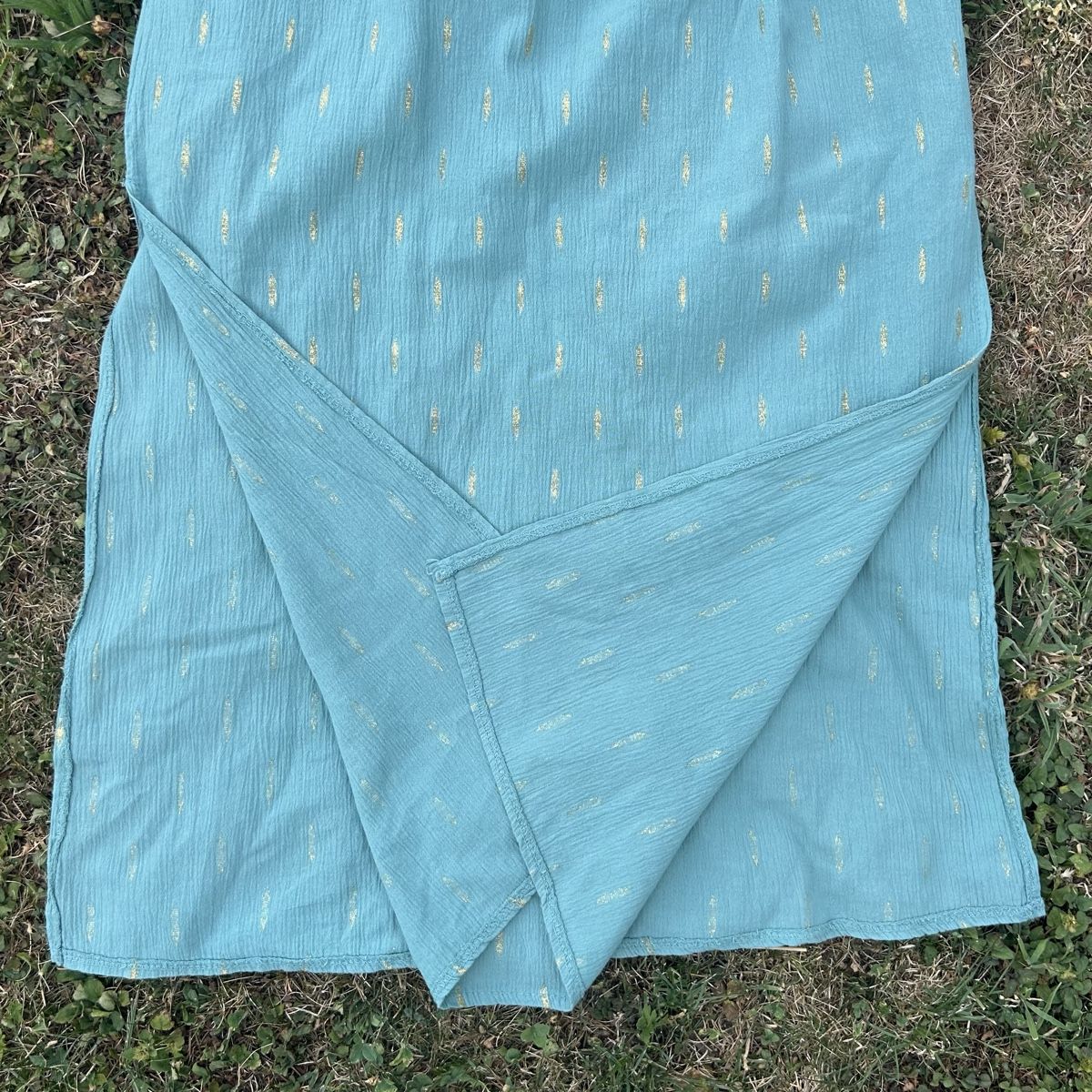 Röcke: Long Skirt Teal Gold Pattern Elastic Waist – Gebraucht aus brent von fukusapes 2