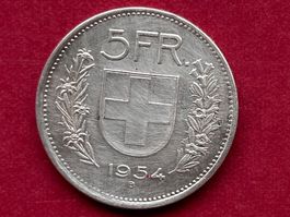 Silbermünze 5 Fr.  1954 B schön