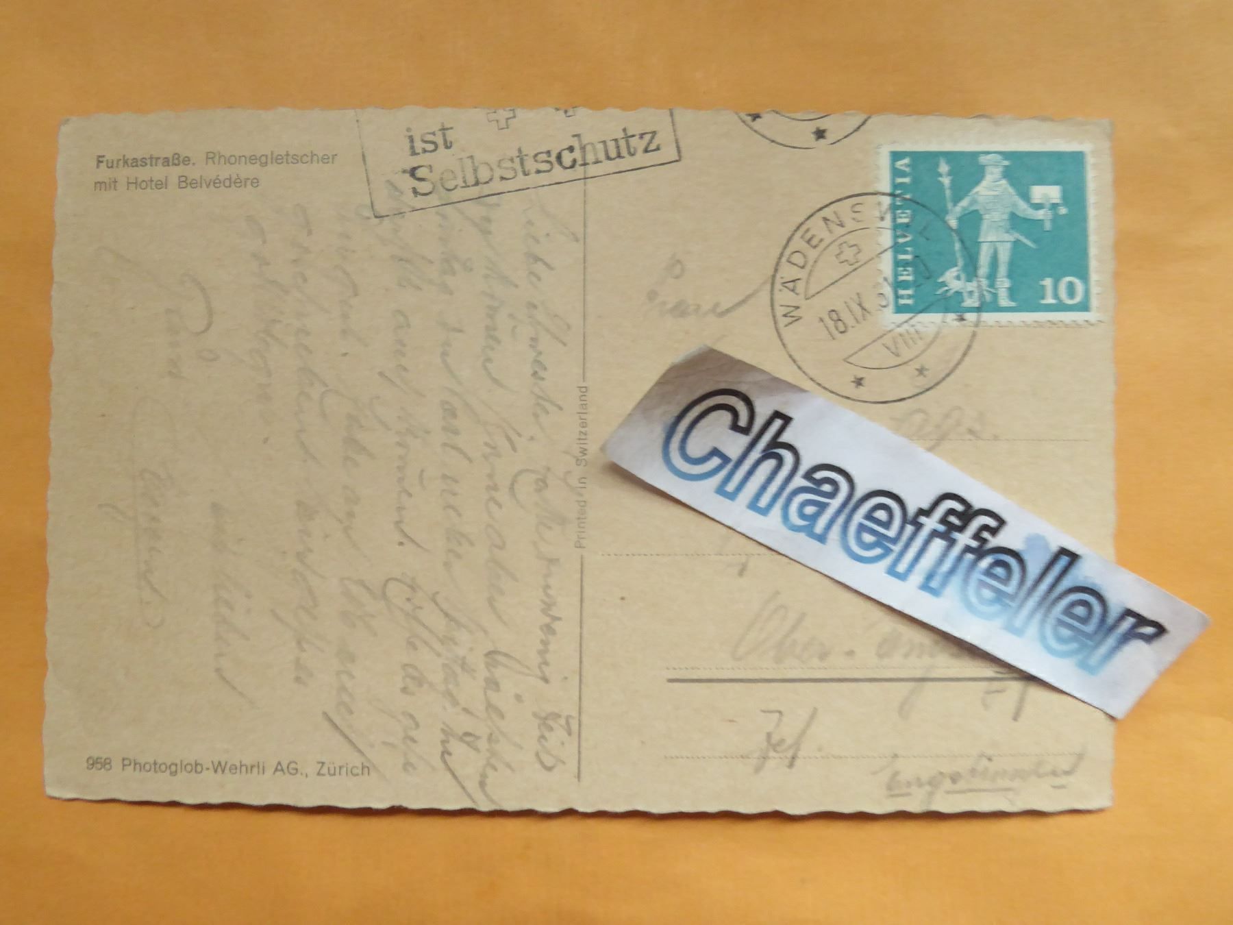 Cartoline postali: 1961 Furkastrasse.  Rohnegletscher mit – Usato da Zürich venduto da Chaeffeler 1