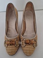 Scarpe col tacco Gucci Vintage in pelle e rafia, originali