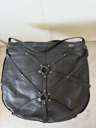 Schwarze Diesel Tasche Leder Nieten XXL Shopper,
