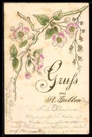 Lithographie St. Gallen, Blumen an einem ast