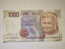 Italien 1000 Lire Banknote - Maria Montessori, Top Zustand!