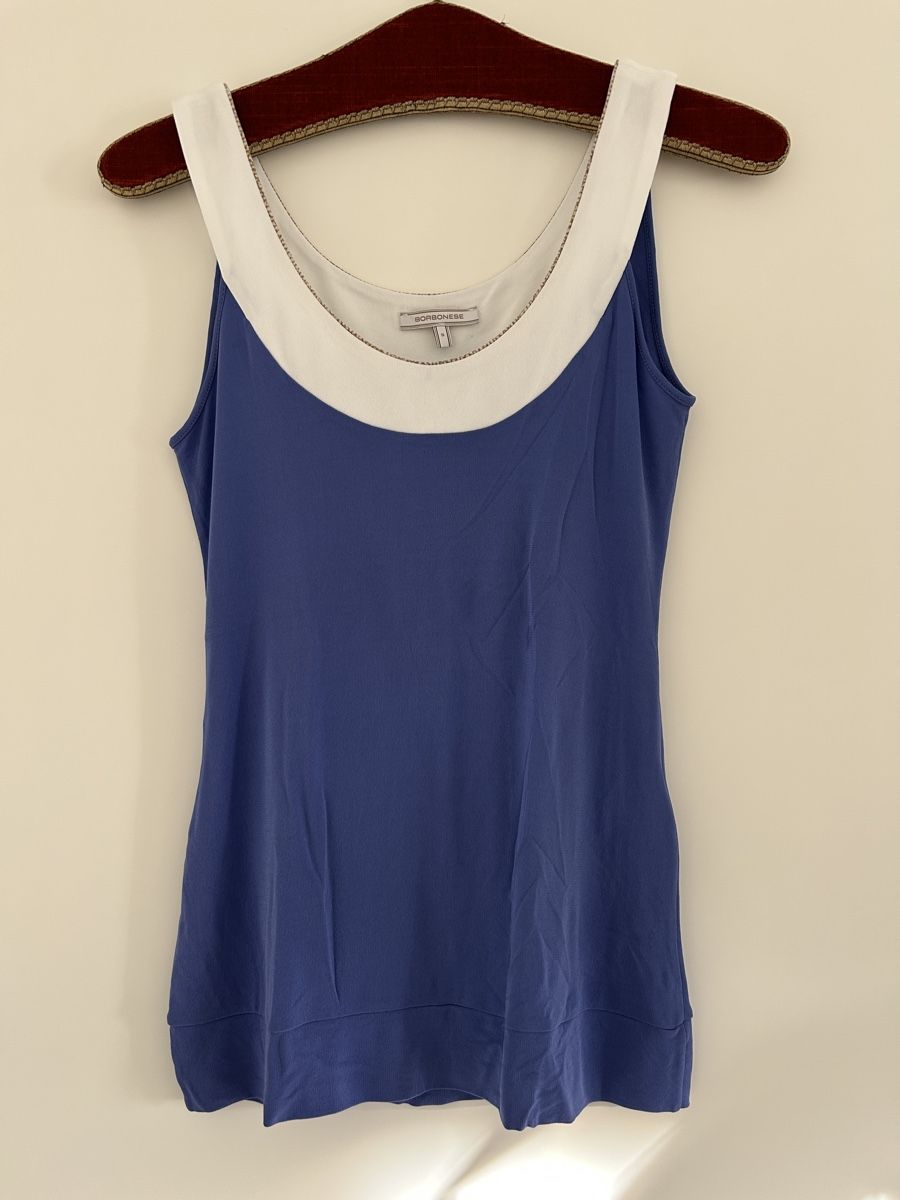 Top: Damen Top Borbonese blau weiss Grösse S – Nuovo e nell'imballaggio originale da Ennetbaden venduto da Elacsap