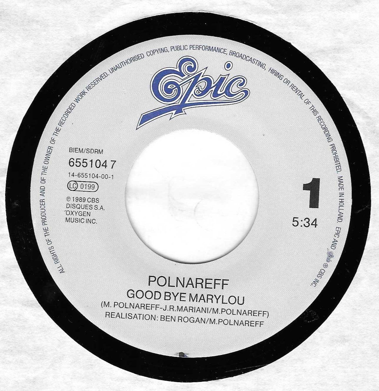 Dischi in vinile: MICHEL POLNAREFF  -  GOOD BYE MARYLOU – Usato da Bex venduto da Giorgiob 2