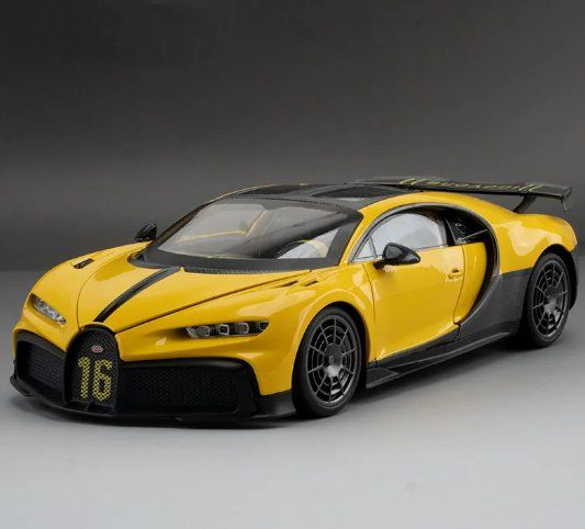Bugatti Modellini d'auto: Bugatti Chiron Modellauto 1/18 (Gelb) – Nuovo e nell'imballaggio originale da Ettingen venduto da SwissHellcat