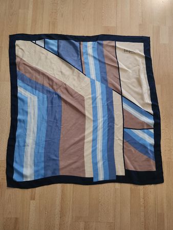 Foulard soie  Loredano bleu beige rayé 