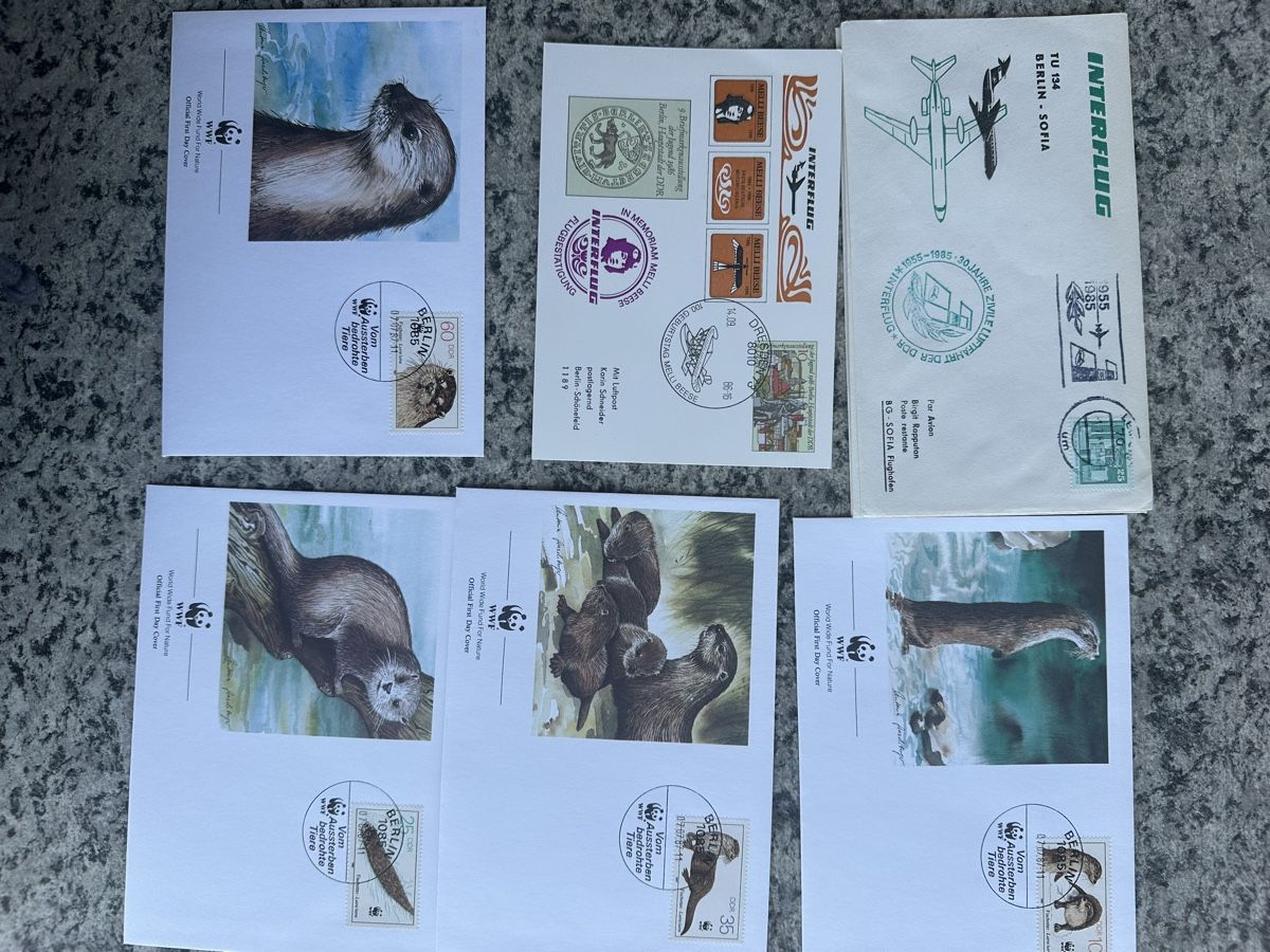 Tutti i francobolli: 32 Briefe Sonderkarten Interflug Sonderstempel DDR – Usato da Wettingen venduto da Phibras 2
