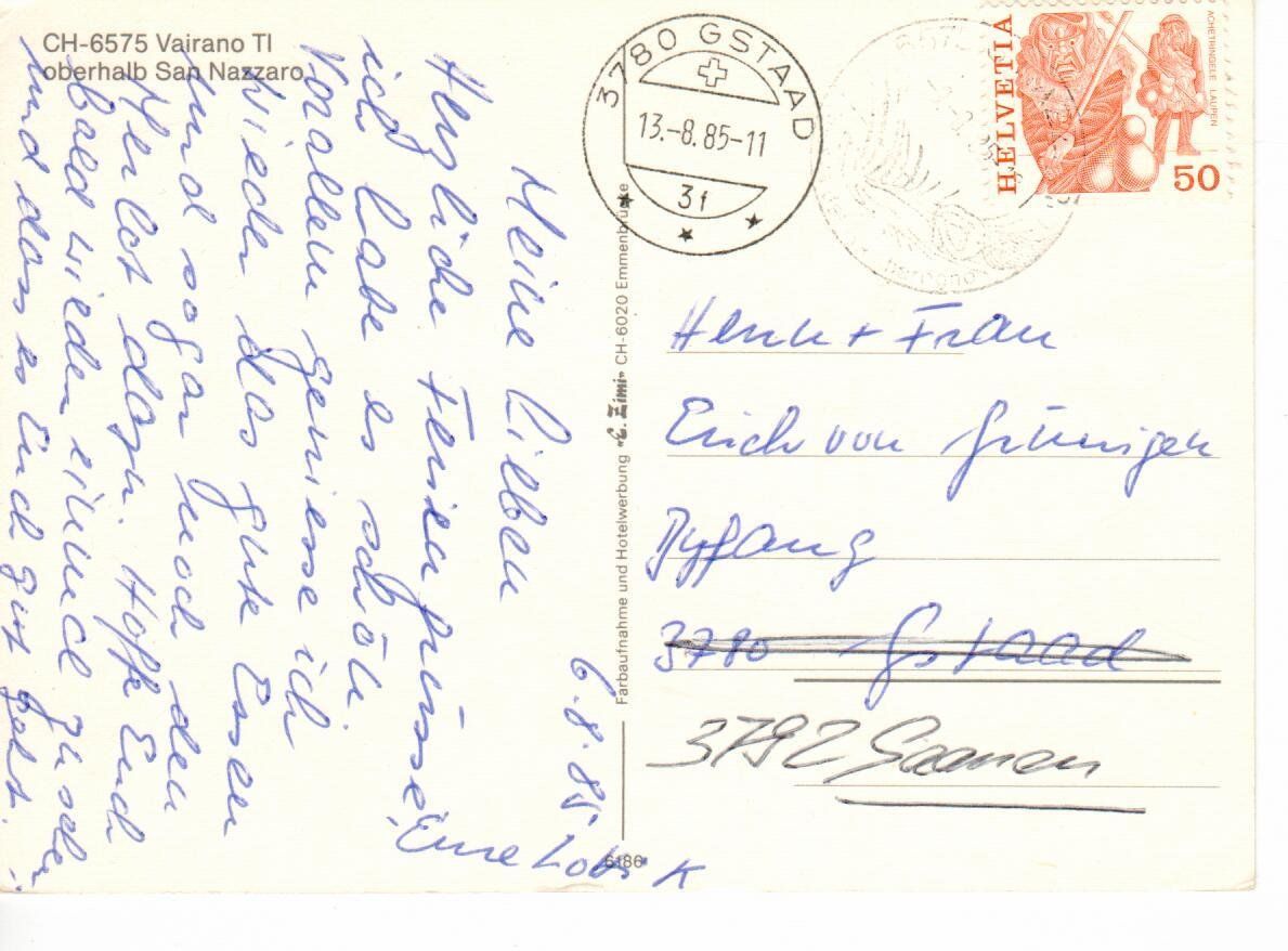 Cartoline postali: Vairano TI – Usato da Wolhusen venduto da Curver9 1