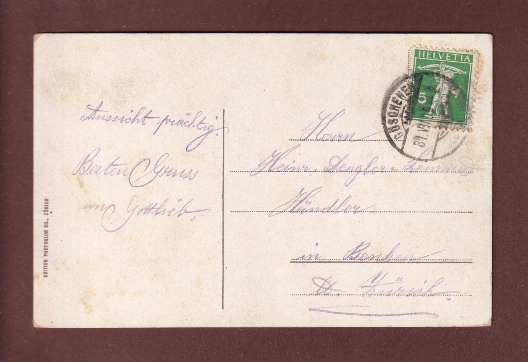 Cartoline postali: GÖSCHENEN - 1909 – Usato da Pully venduto da nicecards 1