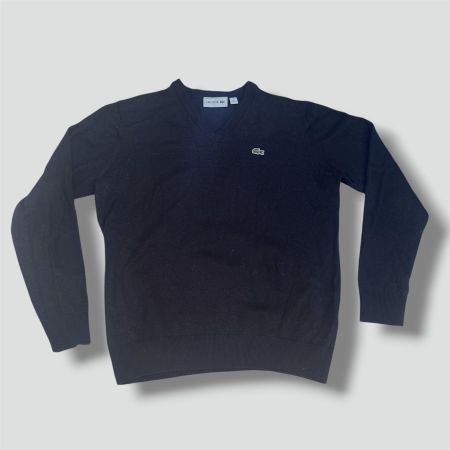 Lacoste black V-neck wool sweatshirt pull pullover gebraucht