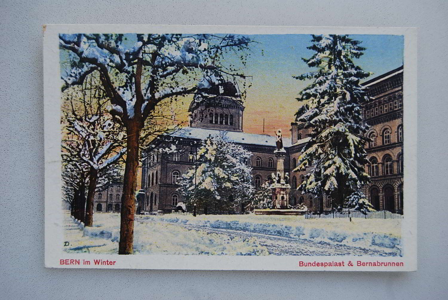 Ansichtskarten: AK Bern im Winter - Bundespalast und Bernabrunnen – Gebraucht aus Rüfenacht BE von Toro06
