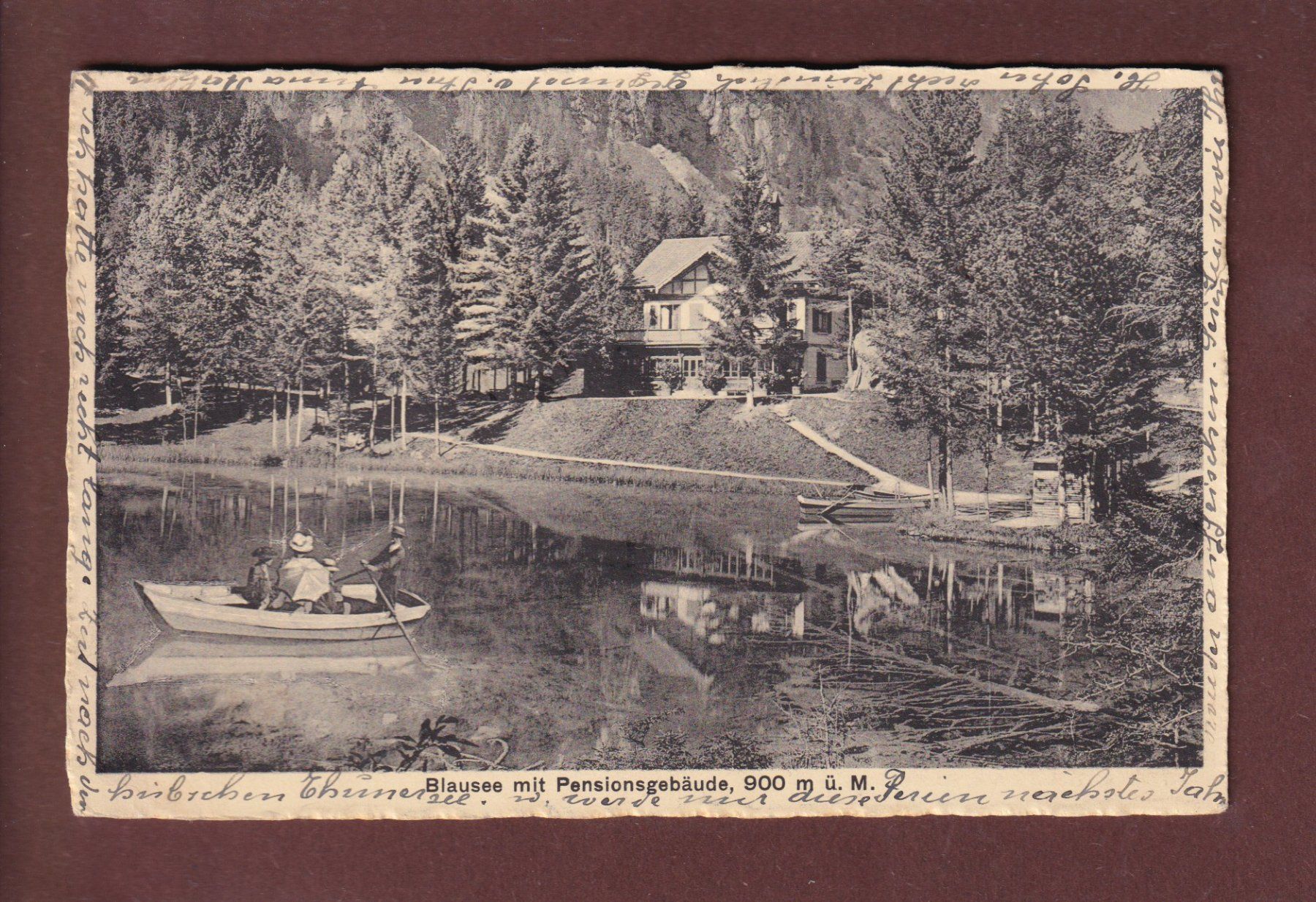 Cartoline postali: BLAUSEE - Pensionsgebäude - 1921 – Usato da Pully venduto da nicecards