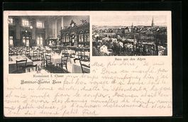 Bern, Ortsansicht mit Alpen, Bahnhof-Buf