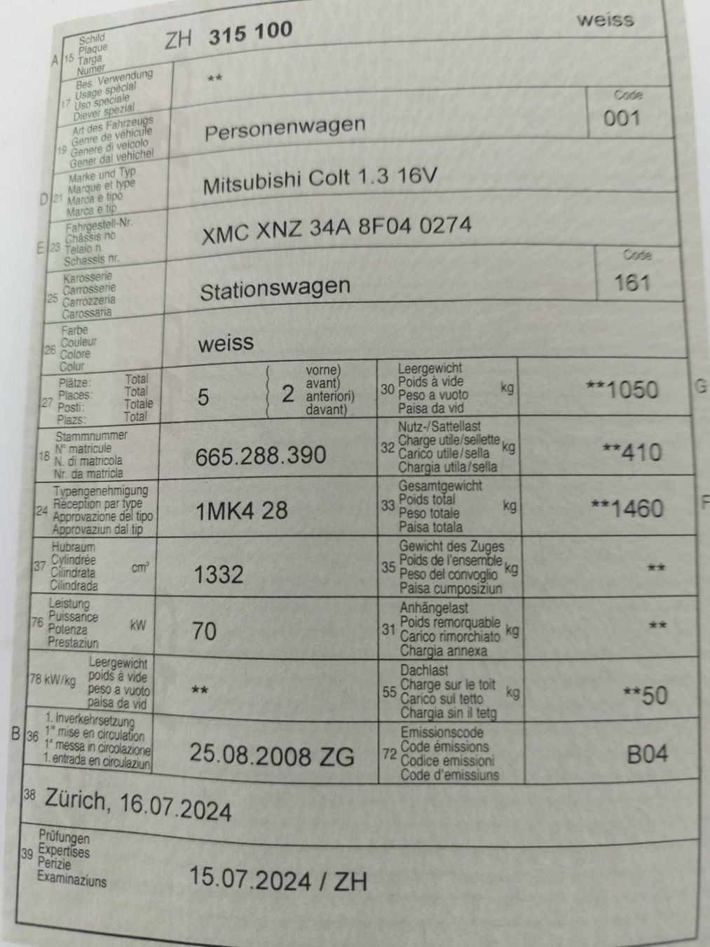 Mitsubishi Automobili: Mitsubishi Colt 1.3 16V / 132'300 km – Usato da Regensdorf venduto da gireg9 2