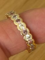 Luxus Elegante gr.19/9 Ring Zirkonia Memoire Goldfarben