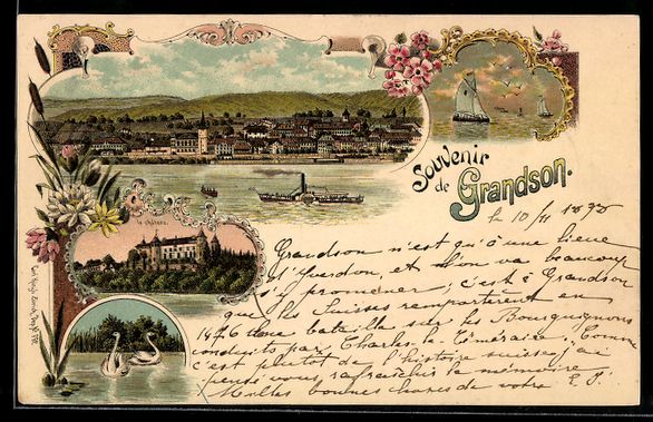 Cartes postales: Litho Grandson, Ortsansicht mit See und  – D'occasion à Berlin par bartko-reher