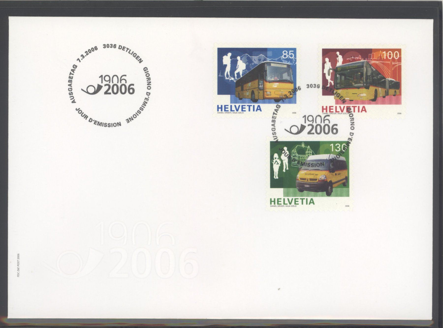 Tutti i francobolli: 2006, FDC, Sondermarken 100 Jahre Postauto Schweiz – Usato da Willisau venduto da Vollstempel