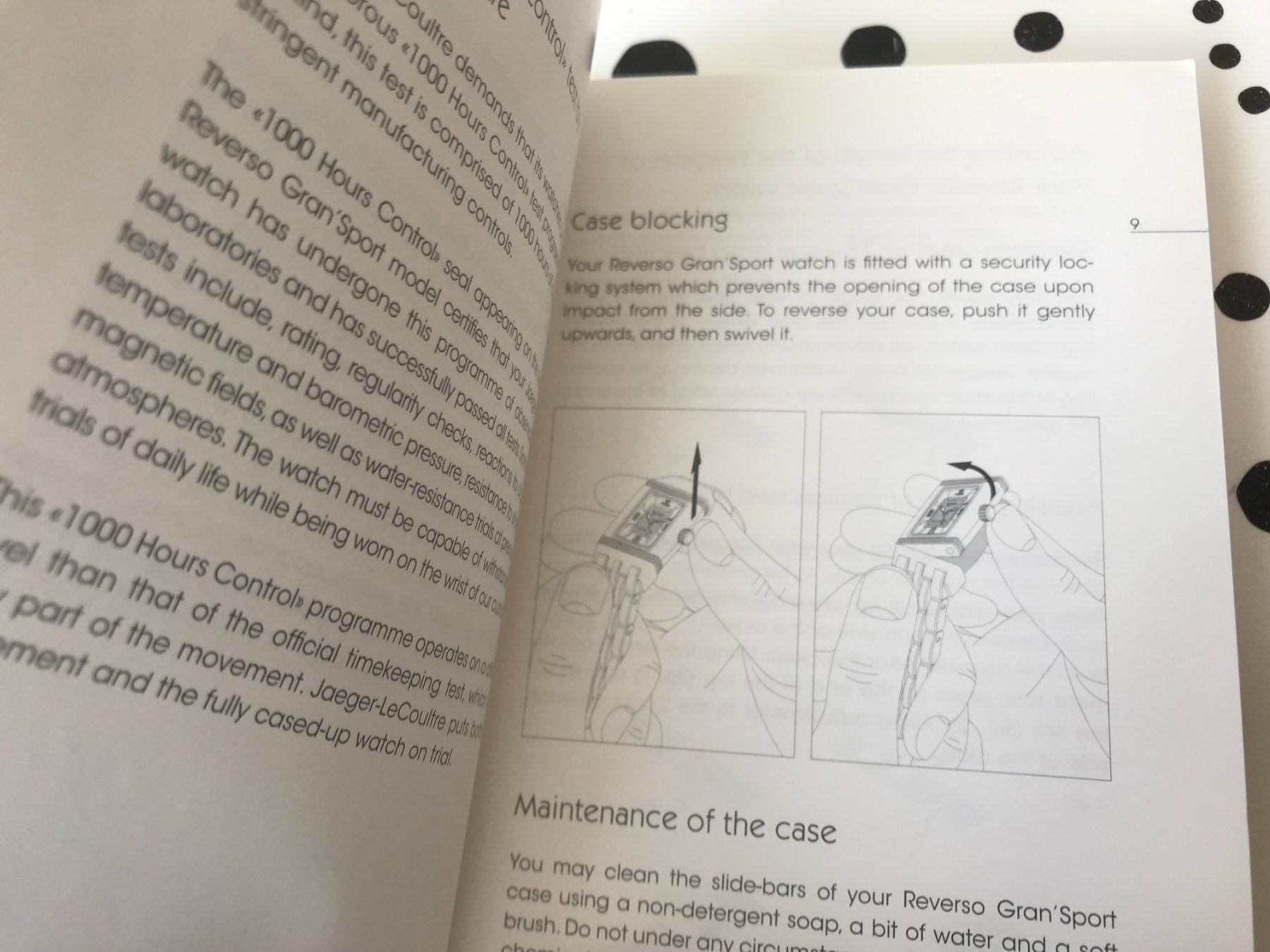 Jaeger-Lecoultre Documenti: JAEGER-LECOULTRE - REVERSO GRAN'SPORT OPERATING INSTRUCTIONS – Usato da Epalinges venduto da dream-watch 7